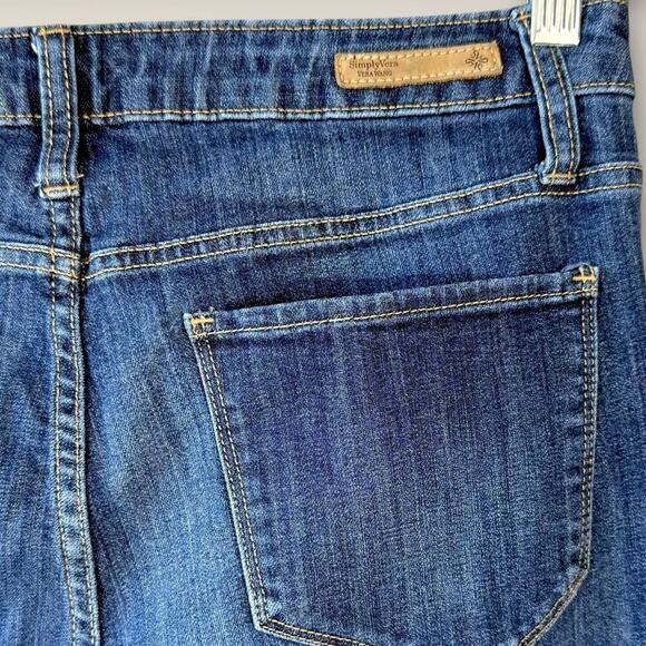 Simply Vera Wang Bootcut Stretch Mid Rise Blue Wash Jeans Size 10 Cutoff Hem - Picture 8 of 12